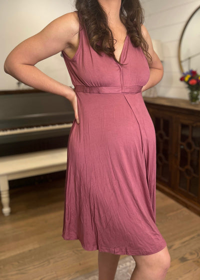 Juliet Labor & Postpartum Gown in  Dusty Rose