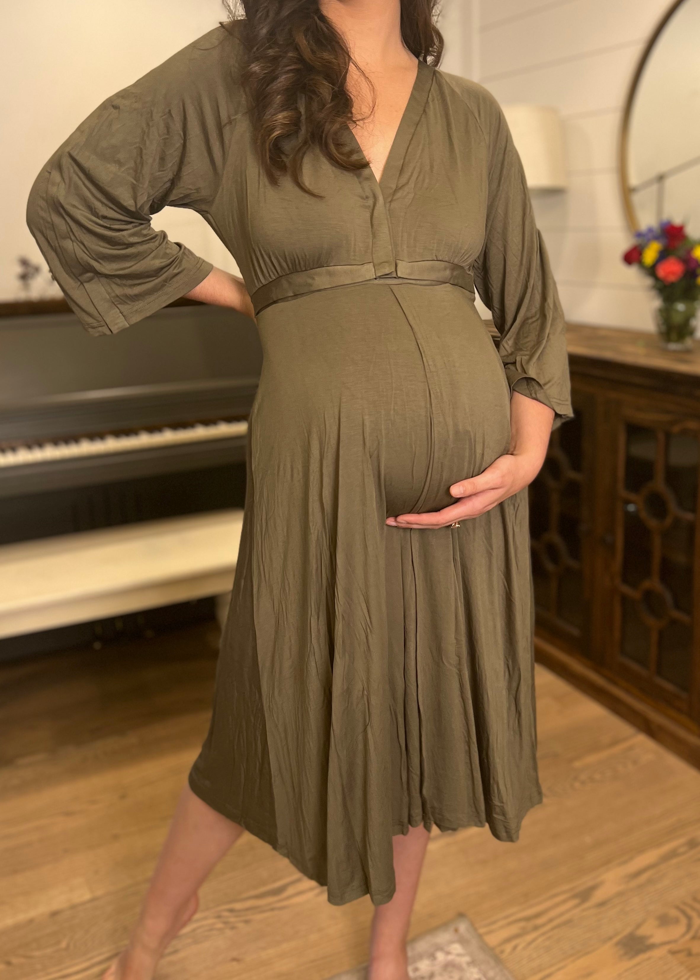 Maternity Full Night Gown- L Green